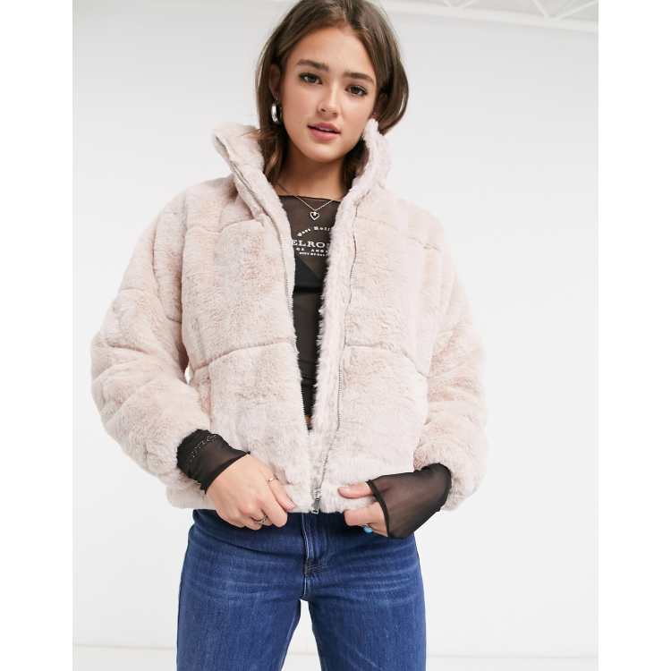 New look pale pink faux fur coat best sale