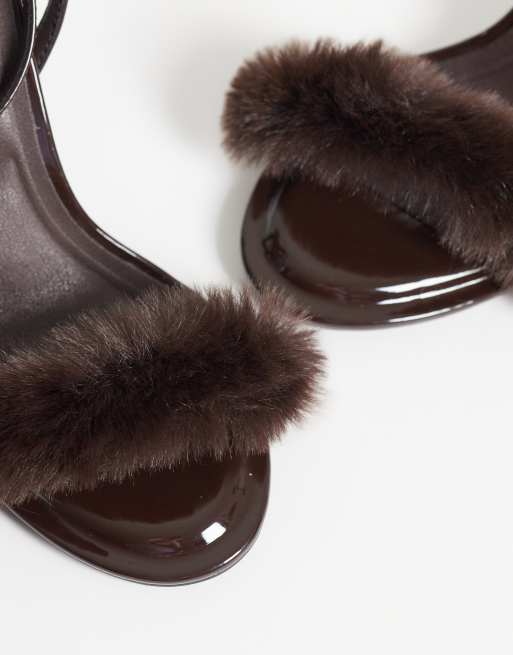 New Look faux fur stiletto heel in dark brown , 4 of 4