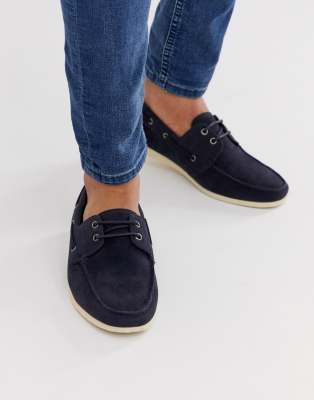 navy leather boat shoes