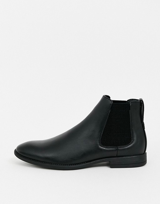 New Look faux leather chelsea boot in black