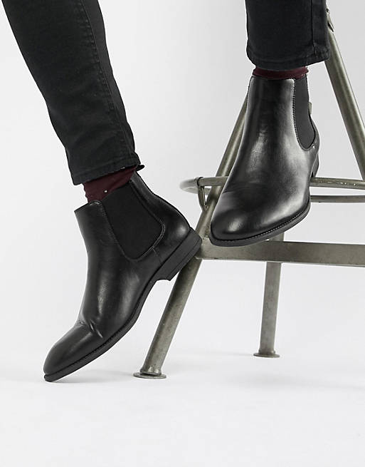 New Look faux leather chelsea boots in black