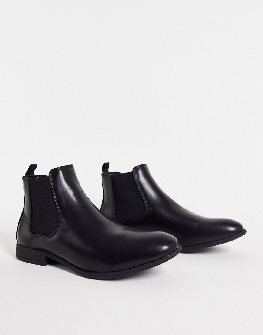 New Look Faux Leather Chelsea Boots In Black