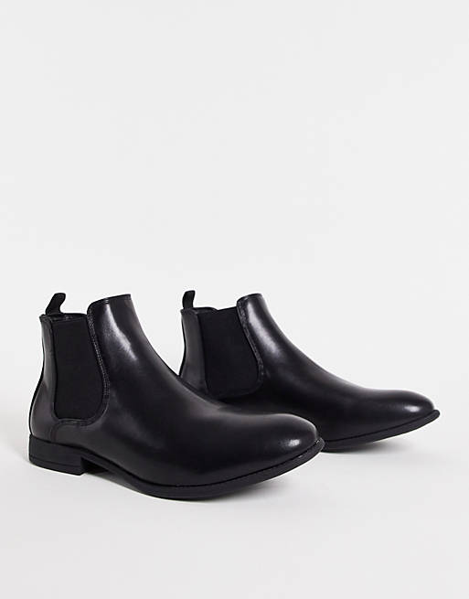 New Look faux leather chelsea boots in black | ASOS