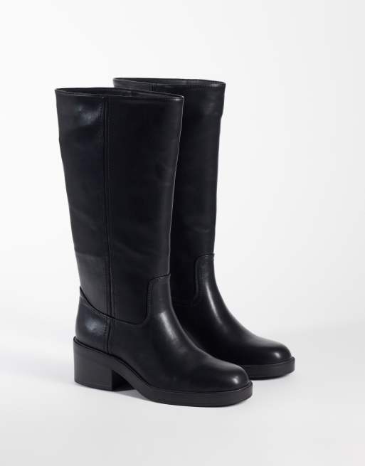 New Look faux leather chunky knee high boot in black, 2 of 4