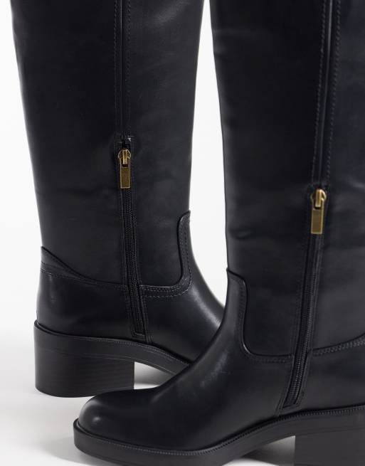 New Look faux leather chunky knee high boot in black, 3 of 4