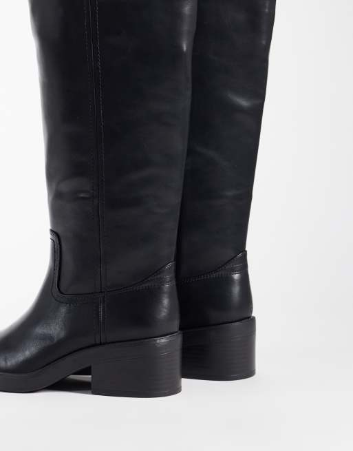 New Look faux leather chunky knee high boot in black, 4 of 4