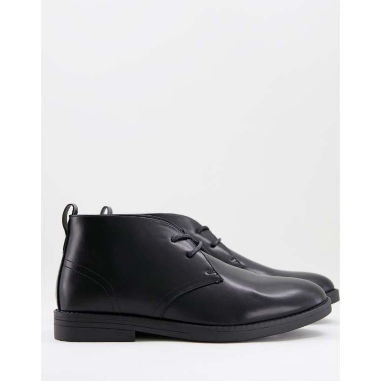 New look faux leather desert boots in black ASOS