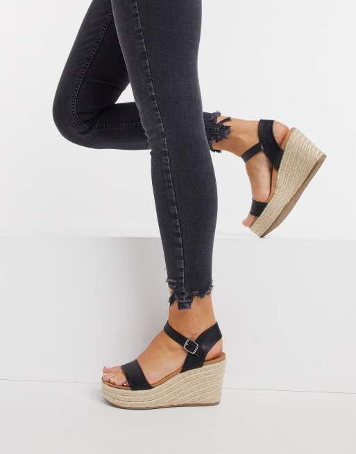New Look faux leather espadrille wedges in black, 4 of 4