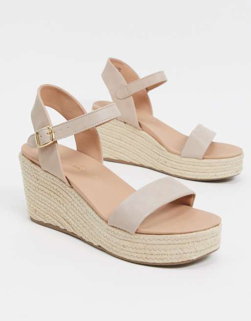 New Look faux leather wedges in cream | ASOS