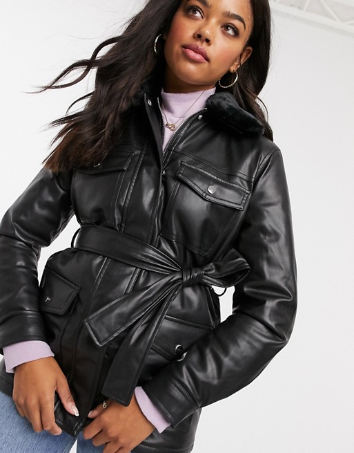 New Look faux leather jacket in black