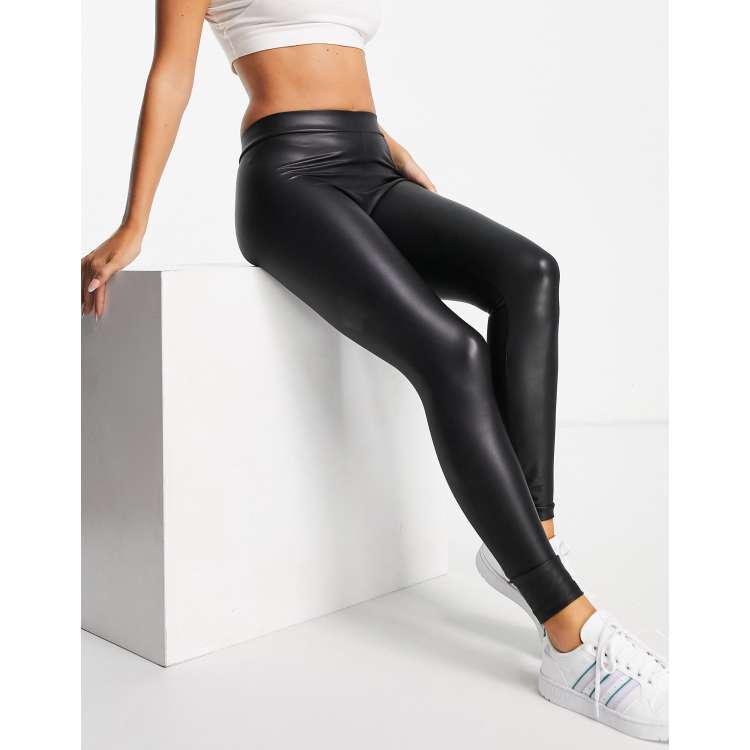 New Look Black Leather-Look Leggings