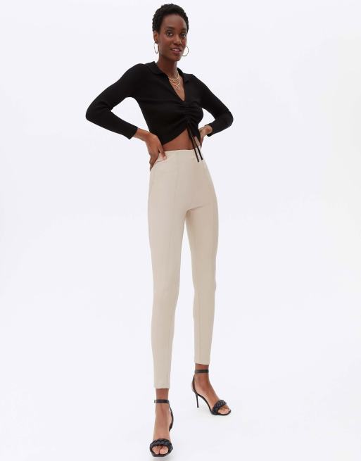 Serena Cream Croc Print Leather Leggings