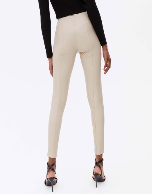 Faux Leather Leggings - Light beige - Ladies