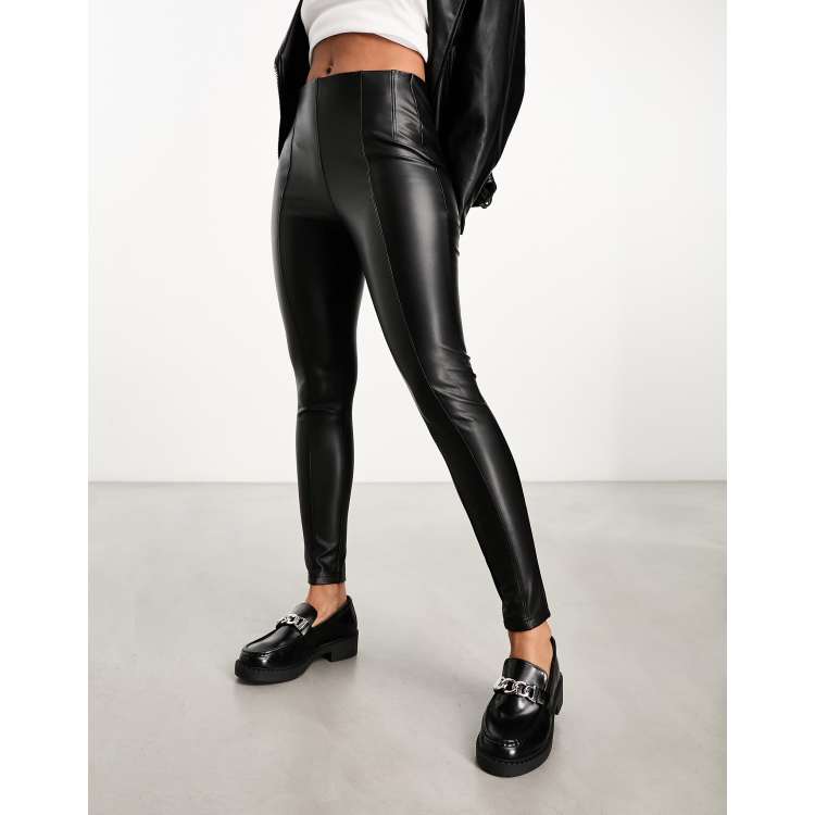 New Look Maternity Overbump Leather Look Leggings In Black