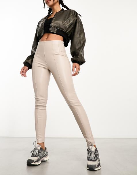 New Look faux leather pants leggings in dark brown