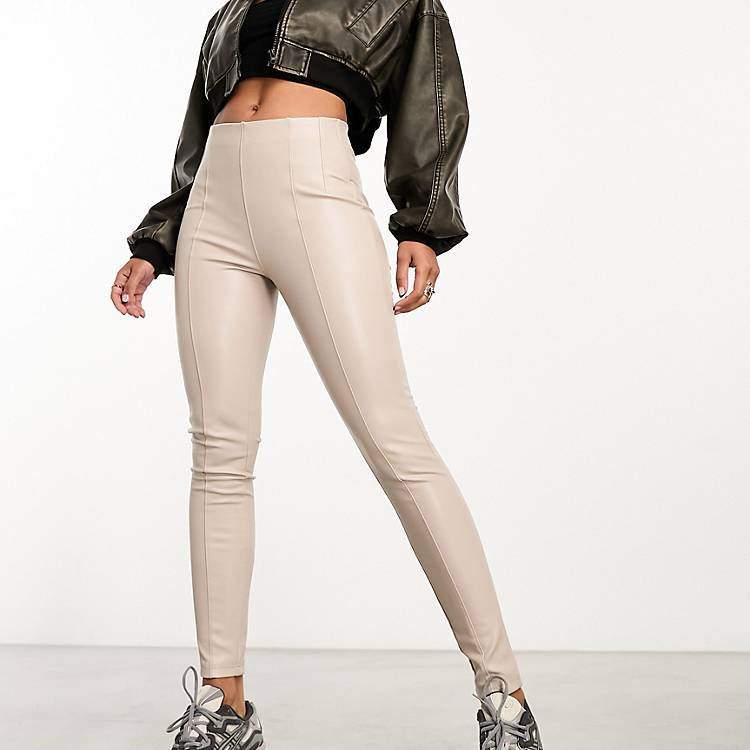 New Look faux leather leggings in cream
