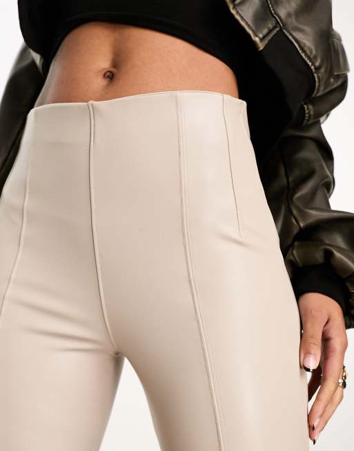 Faux Leather Leggings - Light beige - Ladies