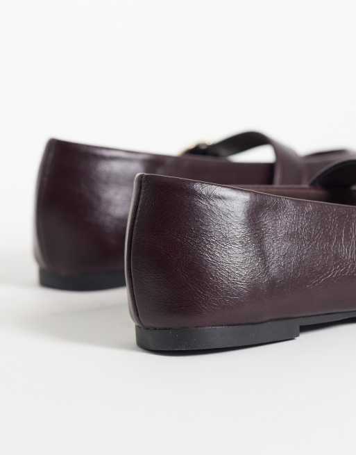 New Look faux leather Mary Jane ballet flat in dark burgundy, 4 of 4