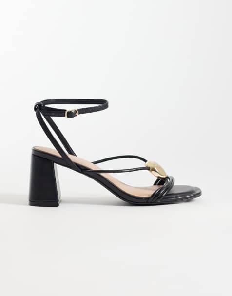 New Look faux leather multistrap block heeled sandals in black - view 1