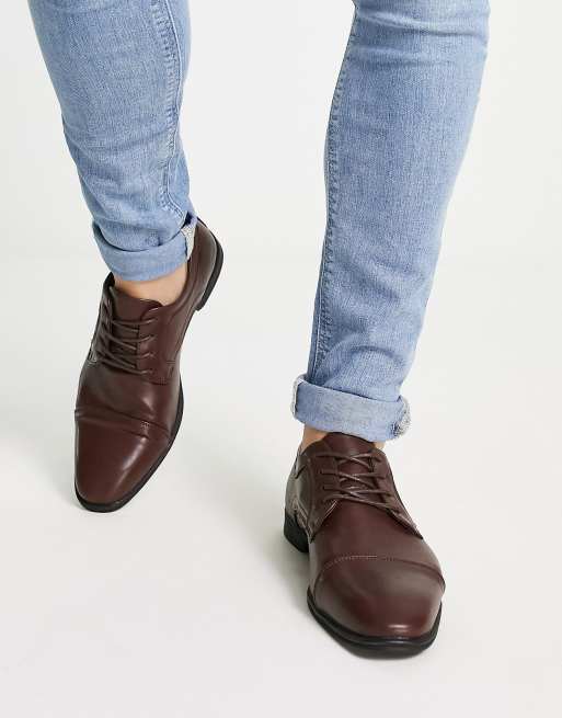 New Look faux leather oxford shoes in brown
