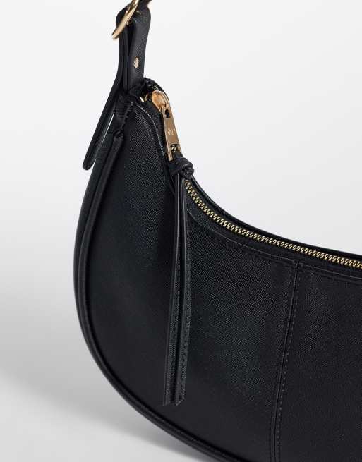 New Look faux leather scoop oval shoulder bag in black, 3 of 4