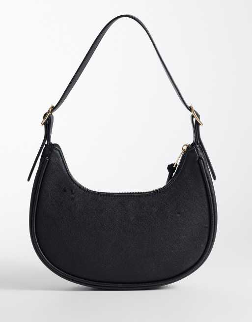 New Look faux leather scoop oval shoulder bag in black, 4 of 4