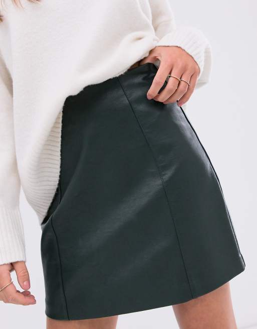 New look sale green leather skirt