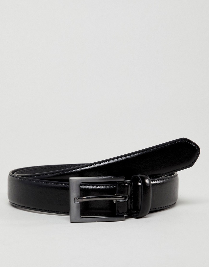 New Look faux leather smart belt in black