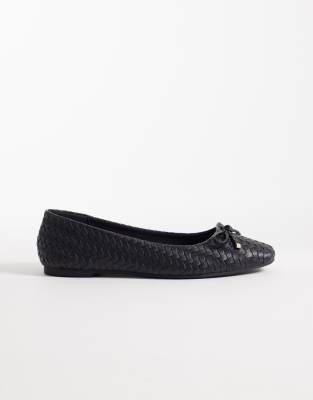 faux leather woven ballet flat 