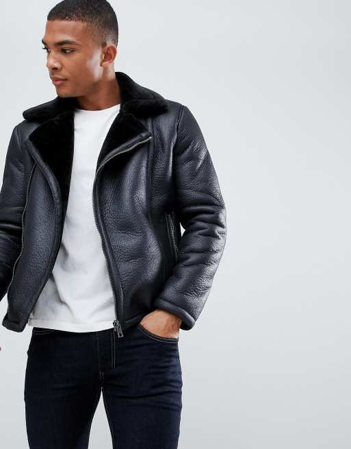 New look leather jacket with clearance fur