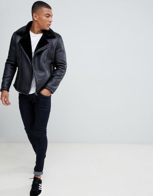 shearling motorcycle jacket mens