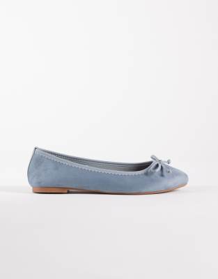  faux suede ballet flat in dusty blue