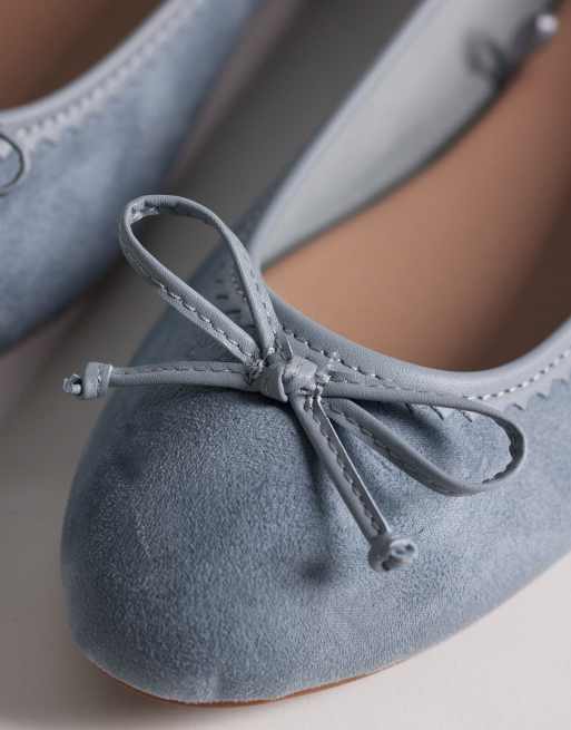 New Look faux suede ballet flats in dusty blue, 3 of 4