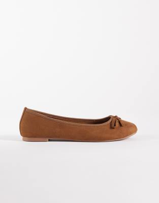  faux suede ballet flats in tan
