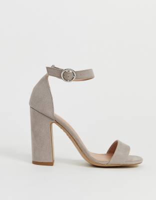 Look faux suede block heeled sandals 