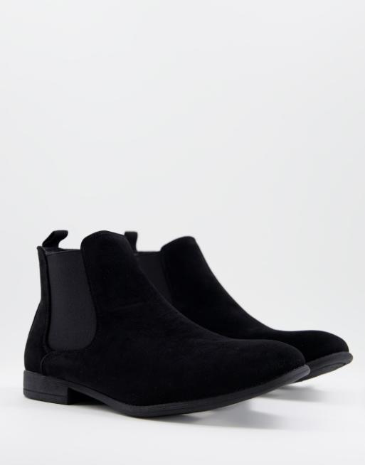 New Look faux suede chelsea boots in black | ASOS