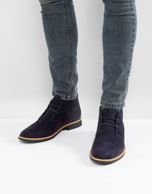 Look Faux Suede Desert Boots In Navy | ASOS