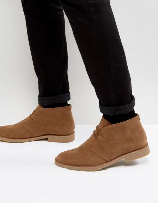 New Look Faux Suede Desert Boots In Tan 