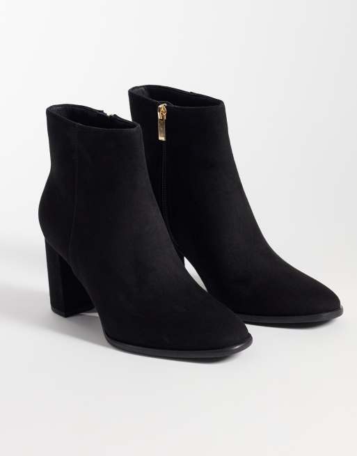 New Look faux suede heeled boot in black, 2 of 4