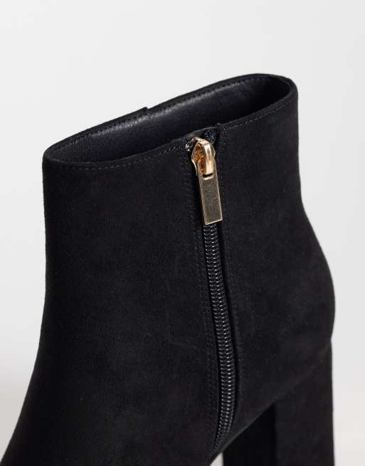 New Look faux suede heeled boot in black, 3 of 4