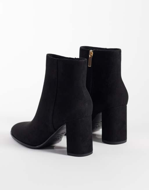 New Look faux suede heeled boot in black, 4 of 4