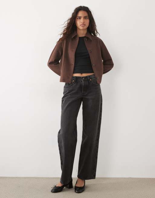 New Look faux suede jacket in dark brown, 2 of 4