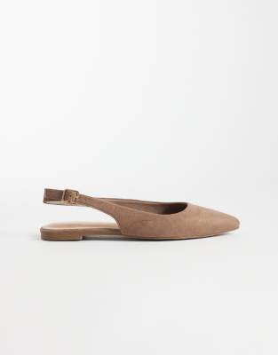  faux suede sling back flats in light brown