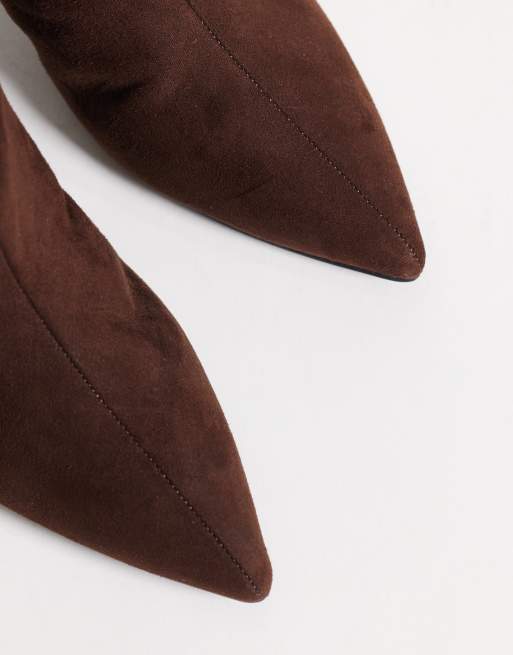 New Look faux suede slouchy ankle boot in brown, 3 of 4