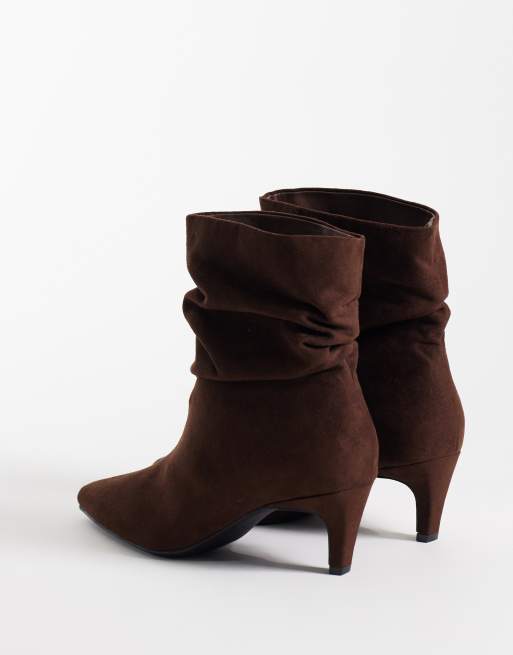 New Look faux suede slouchy ankle boot in brown, 4 of 4