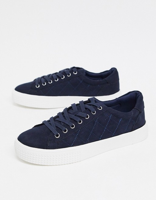 New Look faux suede trainers in navy