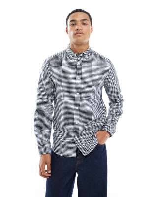 Fein kariertes Hemd in Marineblau Blau XS