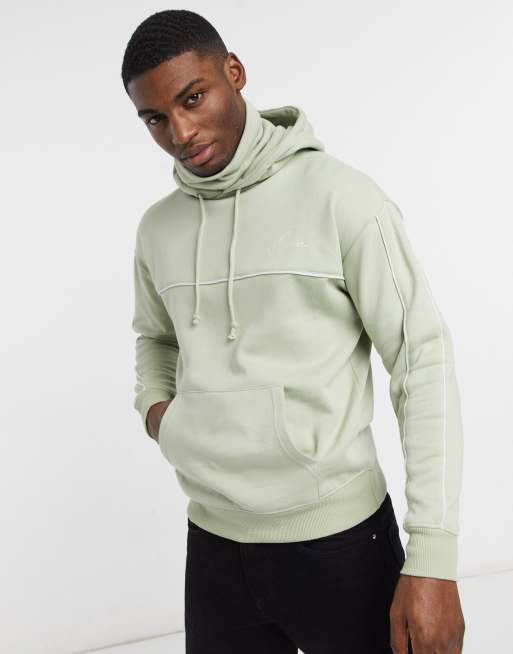 New Look - Felpa con cappuccio e scaldacollo verde con ricamo NLM