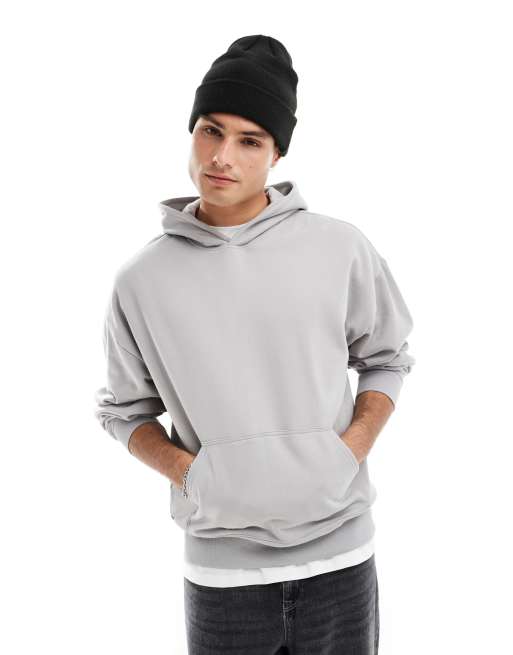 New Look - Felpa con cappuccio oversize color grigio chiaro
