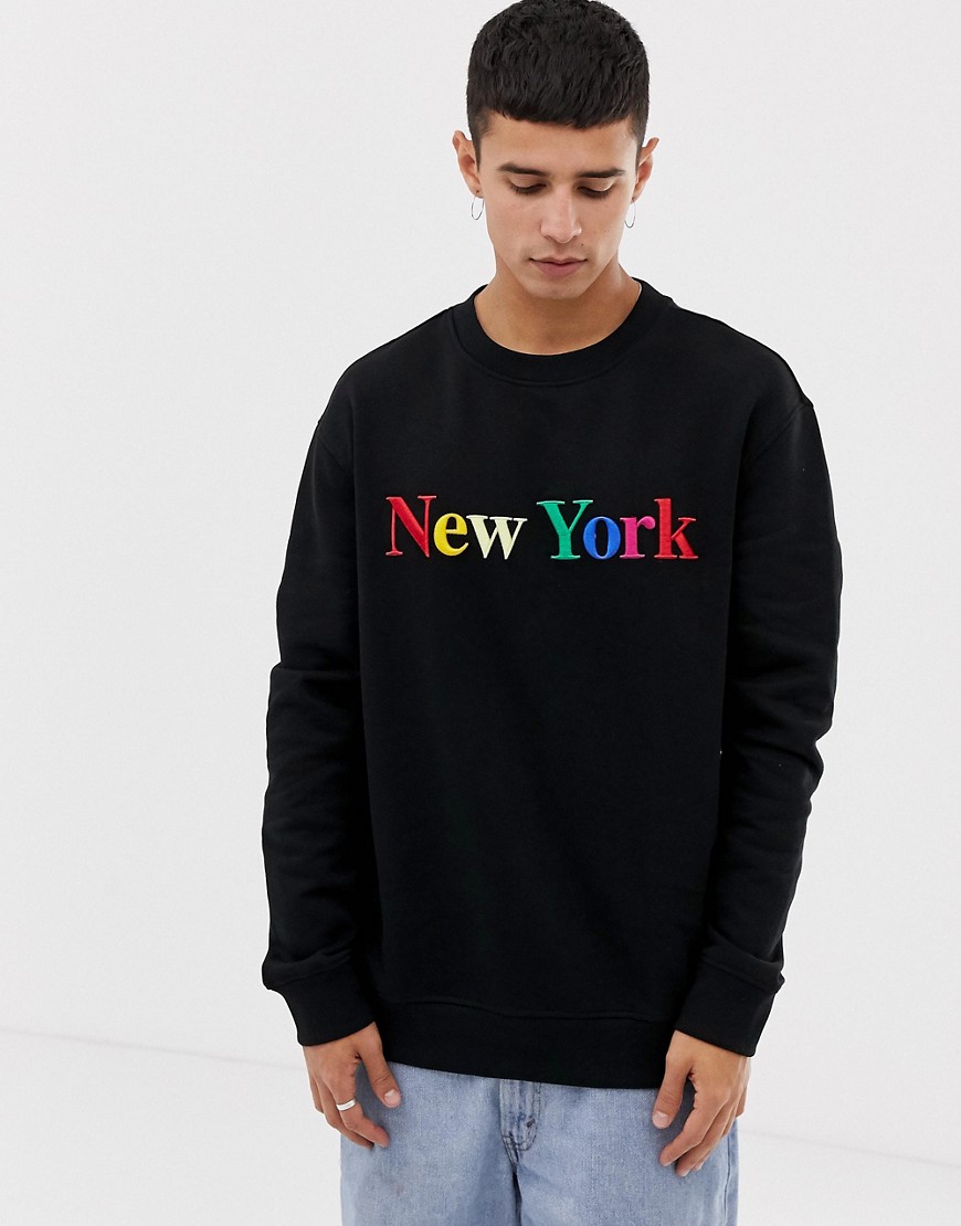 New Look - Felpa con ricamo New York-Nero